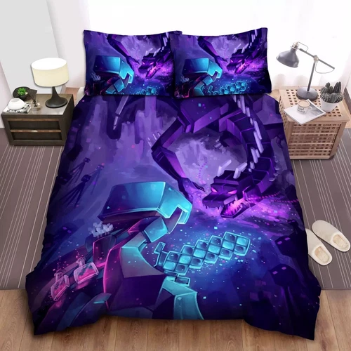 3D Minecraft Quilt Duvet Doona Cover Set Single Double Queen King Size Gift Pill - Picture 5 of 9