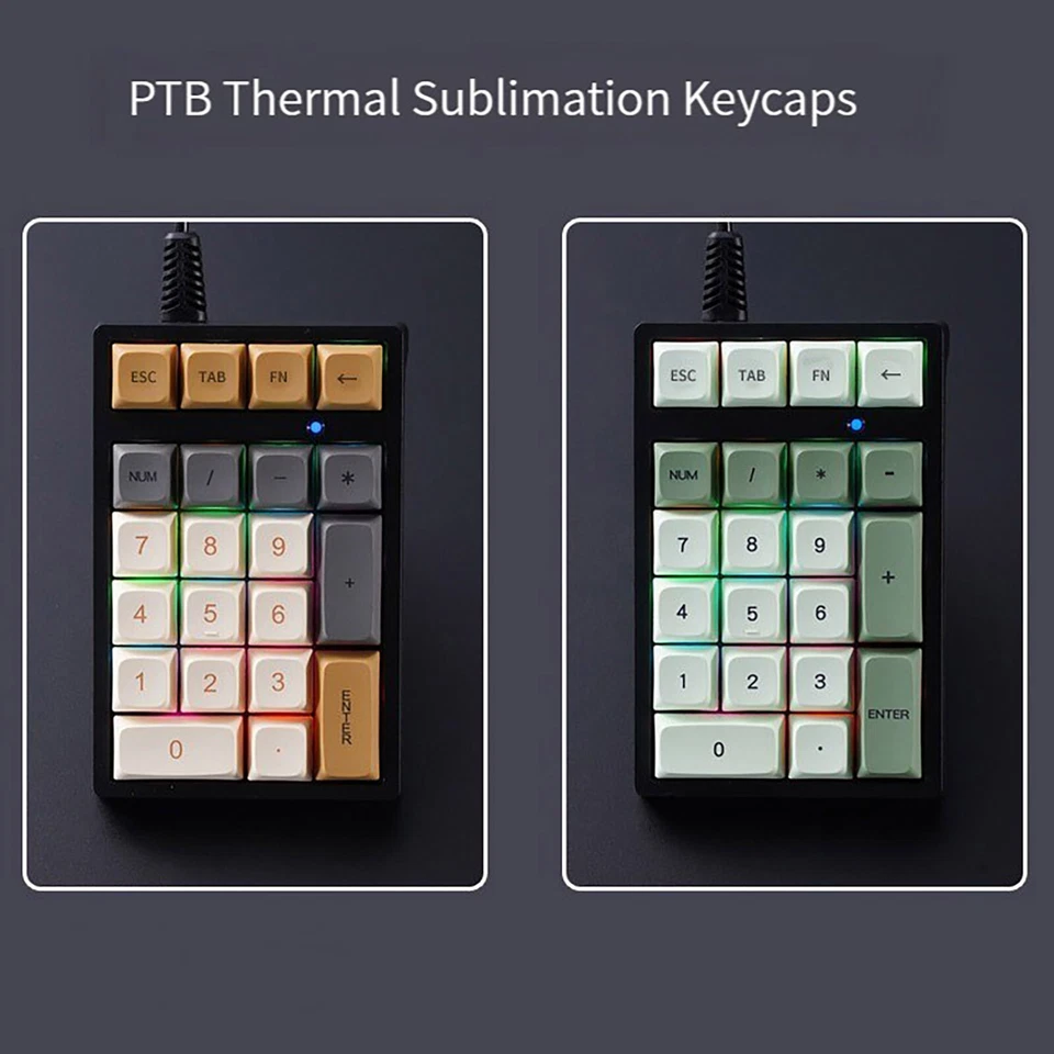 Mini USB Mechanical Numeric Keypad RGB Backlight 21 Keys Numpad Keyboard PBT/ABS - Image 2 of 4