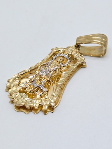 Colgante Oro Amarillo 10K* 2 Tonos Sólido San Lázaro de Betania 2.5" Largo x 1.75" - Imagen 6 de 11