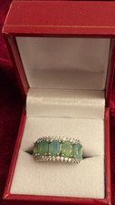 NEW Sterling Silver 925 Green Stone Band Ring Size 7