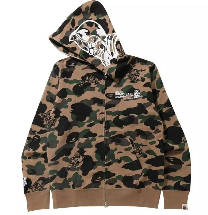 Authentic A Bathing APE BAPE URSUS Camo Full Zip Hoodie Olive Men XL NEW Japan