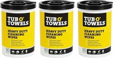 Tub O' Towels TW90 Heavy Duty 10" x 12" Multi-Surface Cleaning Wipes 90 Ct 3 Pk