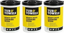 Tub O' Towels TW90 Heavy Duty 10" x 12" Multi-Surface Cleaning Wipes 90 Ct 3 Pk