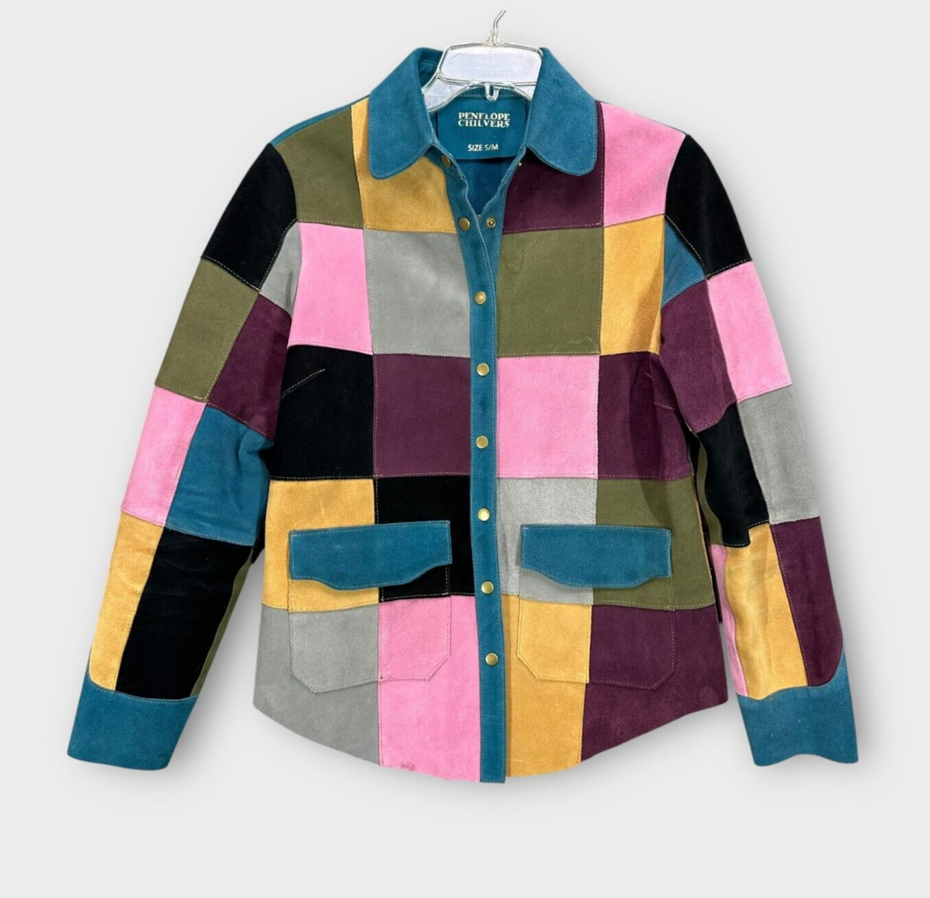 Penelope Chilvers Suede Leather Patchwork Shirt J… - image 1