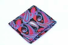 Lord R Colton Masterworks Istanbul Plum Blue Paisley Silk Pocket Square 75 New