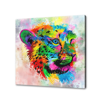 Gepard Abstrakt Leinwandbild Bild Wandbehang Handarbeit Wohndeko