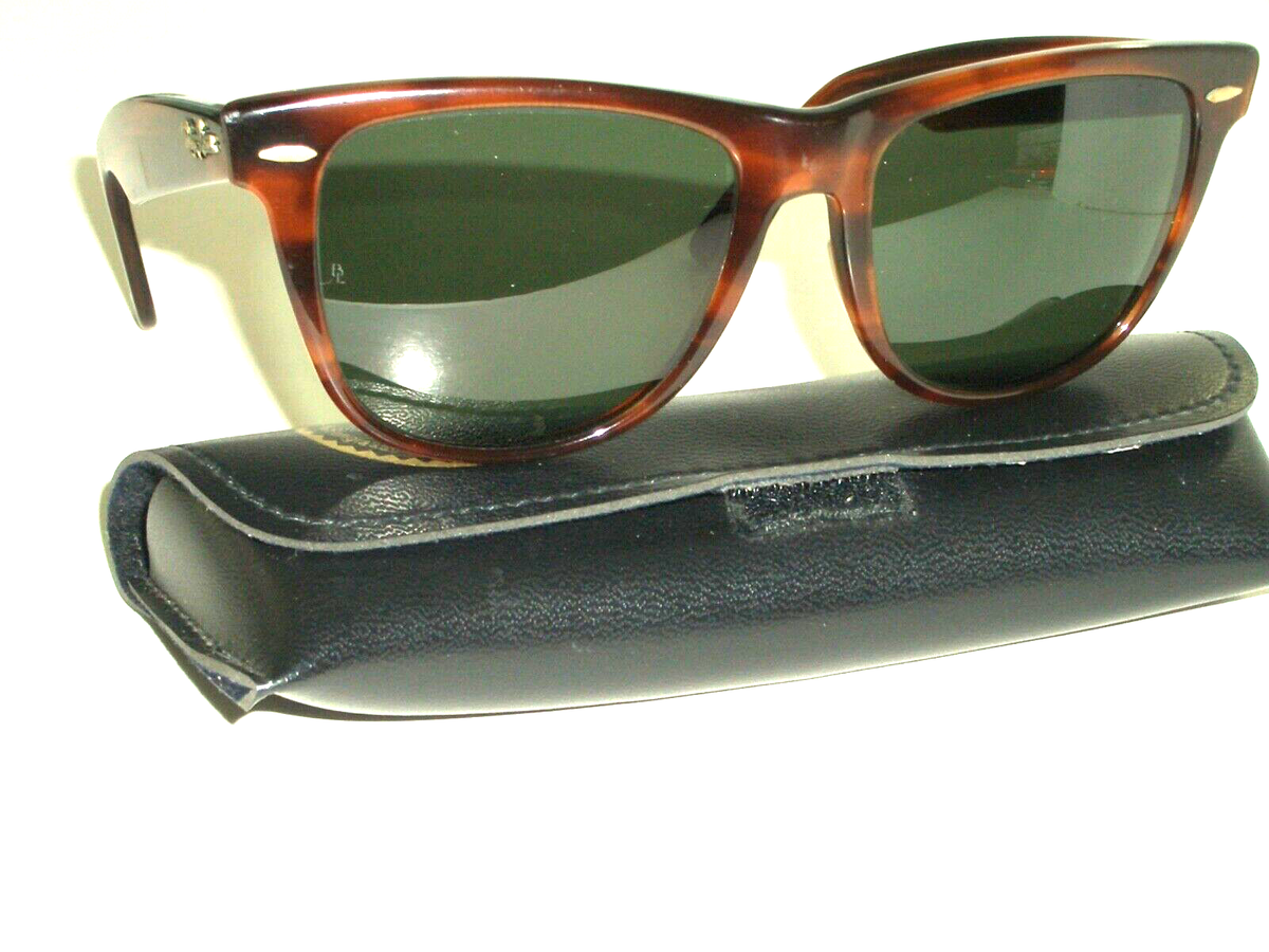 54[]18mm VINTAGE B&L RAY-BAN L1725 THICK TORTOISE G15 WAYFARER II 