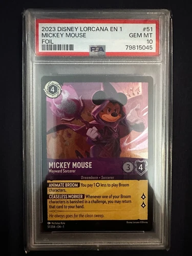PSA 10 (GEM MT) - Disney Lorcana Mickey Mouse "Wayward Sorcerer" (Authentic)