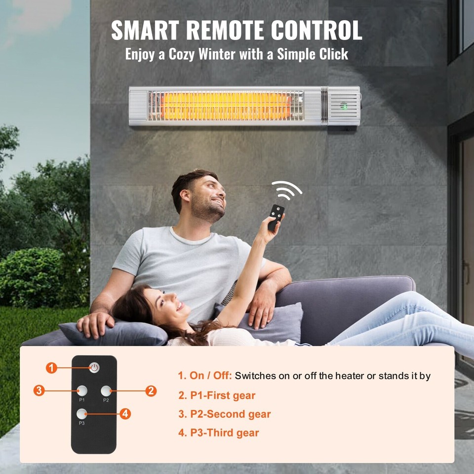 VEVOR Infrared Heater, 1500W Remote Control Electric Space Infrared