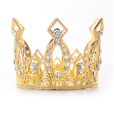 Gold Crown Cake Topper Crystal Tiara Cake Decoration For Wedding Birthday Party
