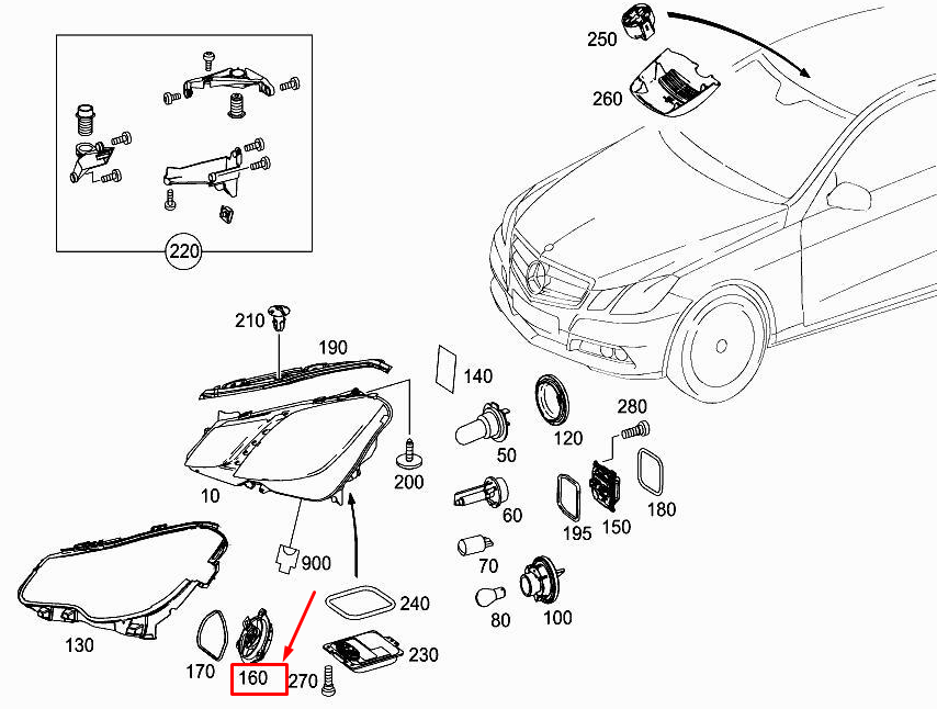 MERCEDES-BENZ E Cabrio A207 Front Inside Left Lamp Fan A2129068402
