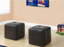 Monarch Specialties Juvenile Ottoman Set of 2 Biscuit Tufted Cube-Shaped