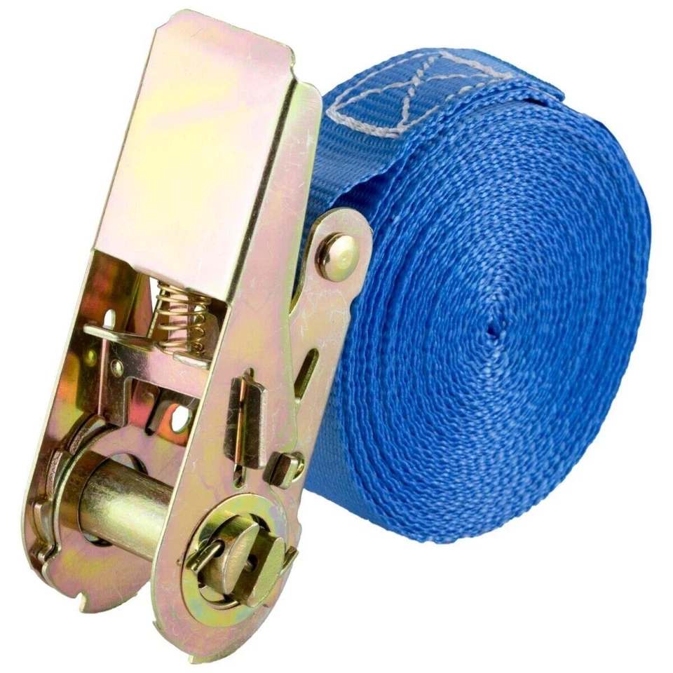 Spanngurt einteilig 4m - 6m lang 25mm breit 800 Kg daN Blau Zurrgurte Spanngurte - Bild 4 von 4
