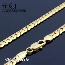 18-40"MEN Stainless Steel 8mm Gold Plated Miami Cuban Curb Chain Necklace*GN155