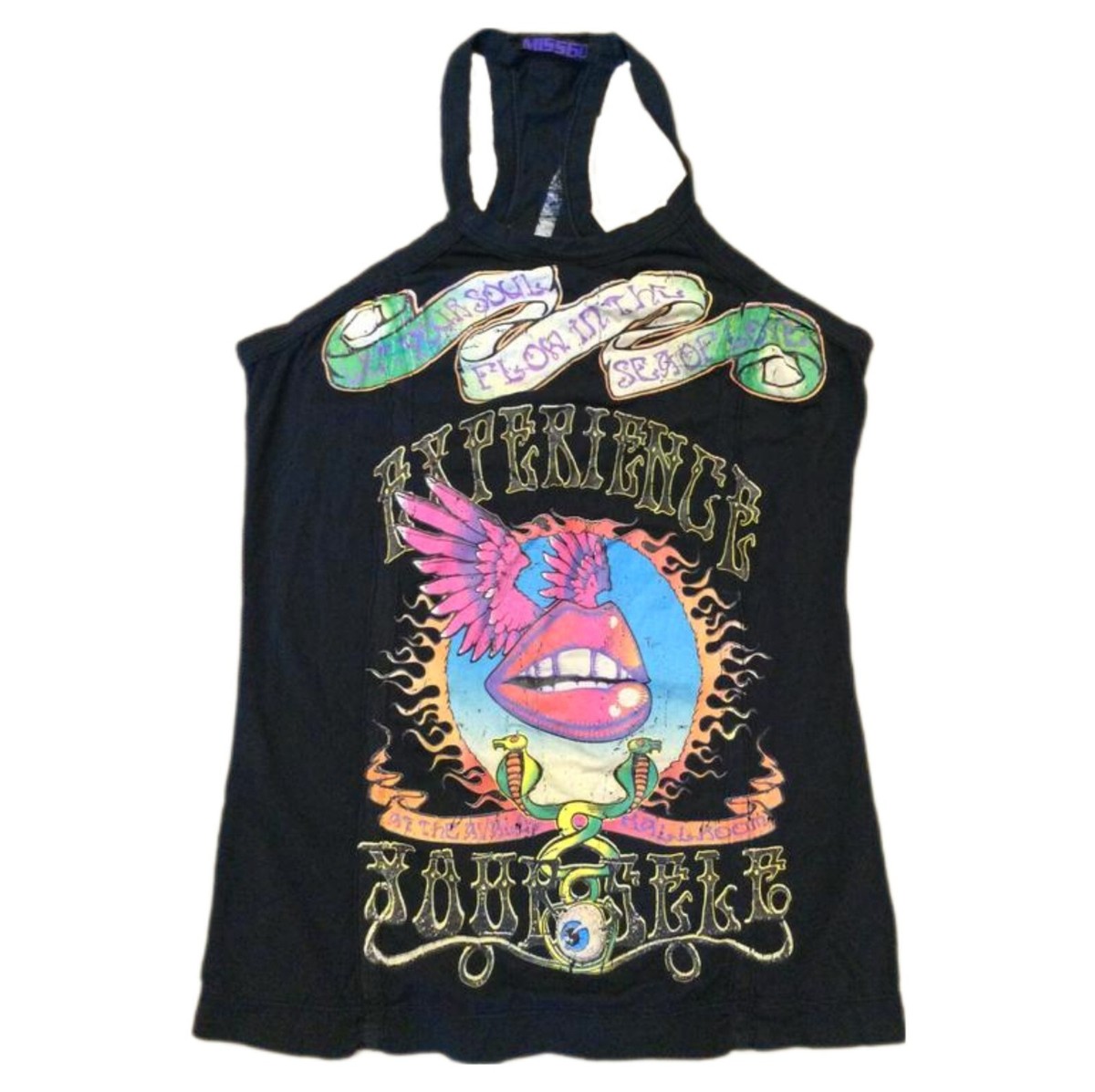 miss sixty ミスシックスティ タンクトップ y2k アート S Miss Sixty Tank Top Shirt RARE Vintage Y2K Retro Tatoo Style