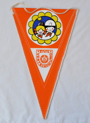 Civil Defense East Germany pennant vintage GDR DDR German banner pioneer logo