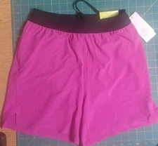 All In Motion Shorts Womens Small Lined Run 5" Inseam Pink- Black 4 Way Stretch