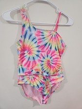  EUC Wonder Nation Girls Sz 14-16 Tie Dye One Piece Swimsuit - Brighten Colors