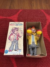 Vintage Tin Wind-up Chippy And Teddy TEDDY Playing Maracas Toy by Alps Japan