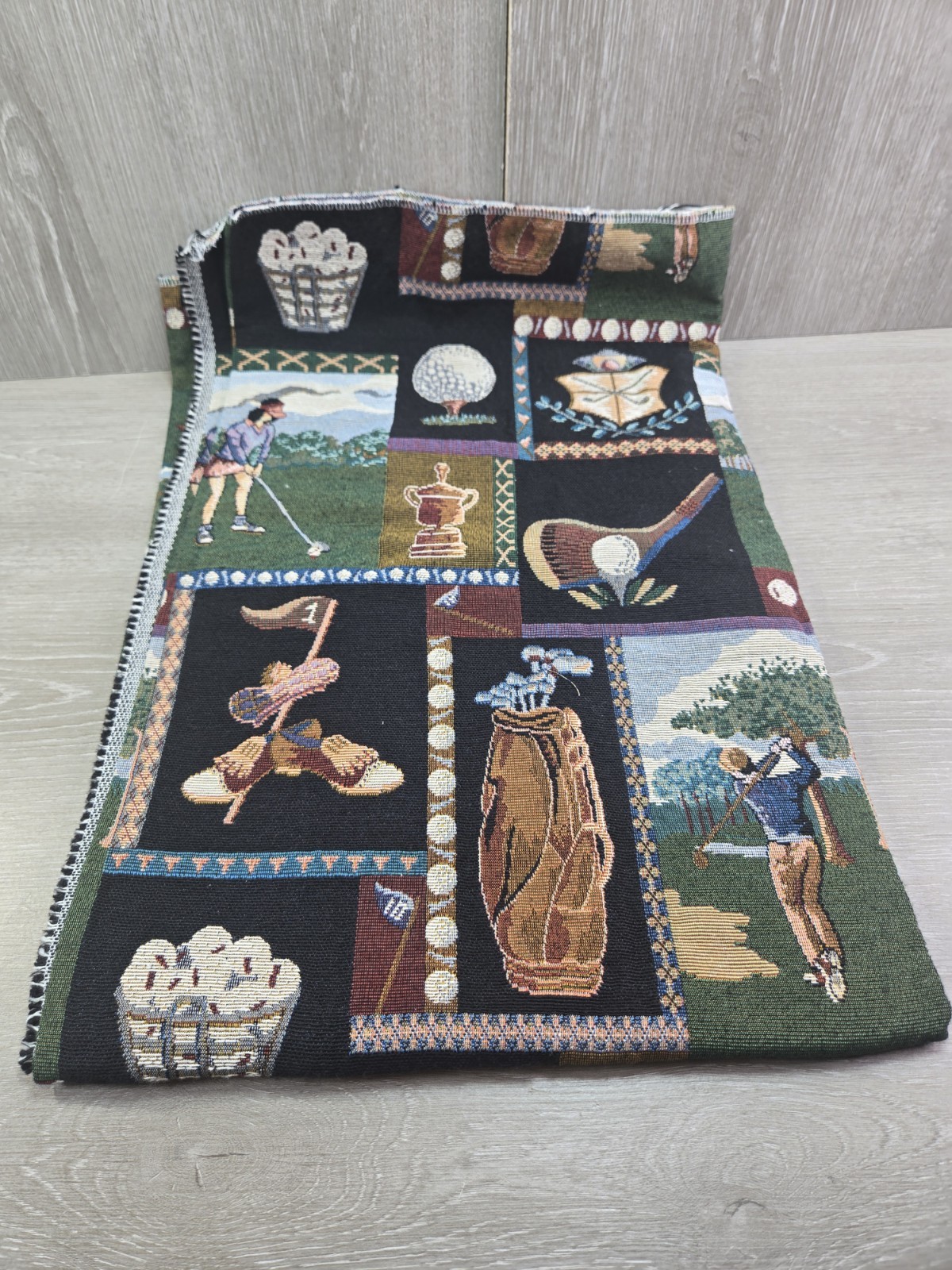 54" x 43" Country Club Jacquard Woven Tapestry Fabric Golf Panel Fabric Remnant