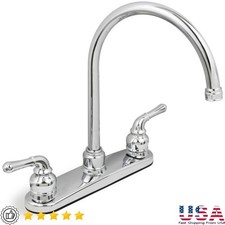 Lead Free Two Handle Kitchen Faucet Swivel Spout Washerless ADA Compliant New