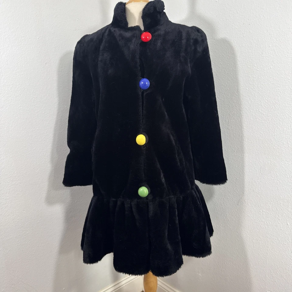 Винтажный качели пальто женщин 12 черный искусственного меха середины века ретро моды 60-х гламур - Изображение 2 из 4