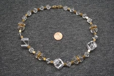 Napier Crystal Ice Necklace 80s Clear Resin Cubes Runway Modernist 18" Long