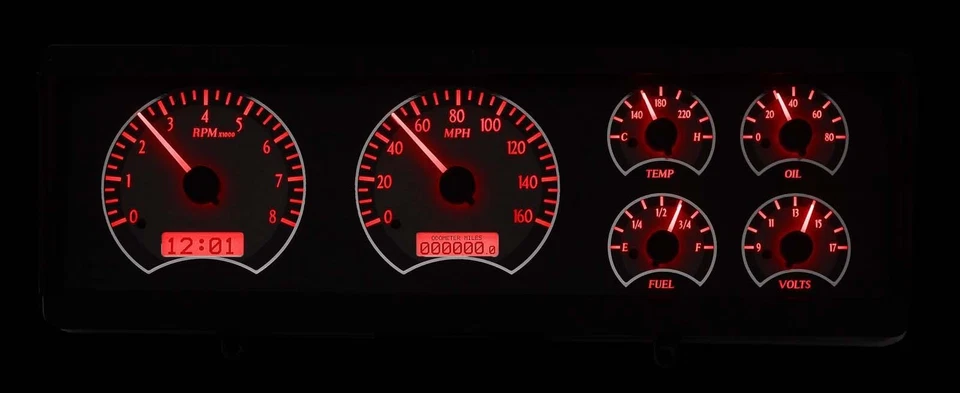 Medidores analógicos Dakota Digital 78-88 Oldsmobile Cutlass prata vermelho VHX-78O-CUT-S-R - Imagem 2 de 4