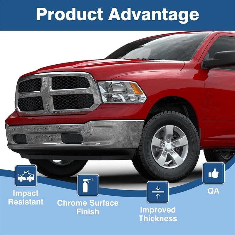 Chrome Front Bumper Face Bar W/O Fog Light Holes For Ram 1500 Classic 2013-2024 - Image 4 of 4
