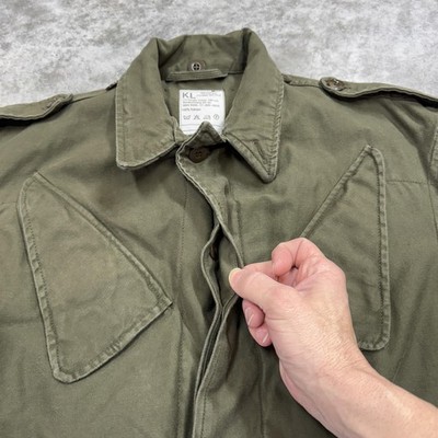 Vintage Dutch Military Jacket Mens Small Green Field Coat Cotton