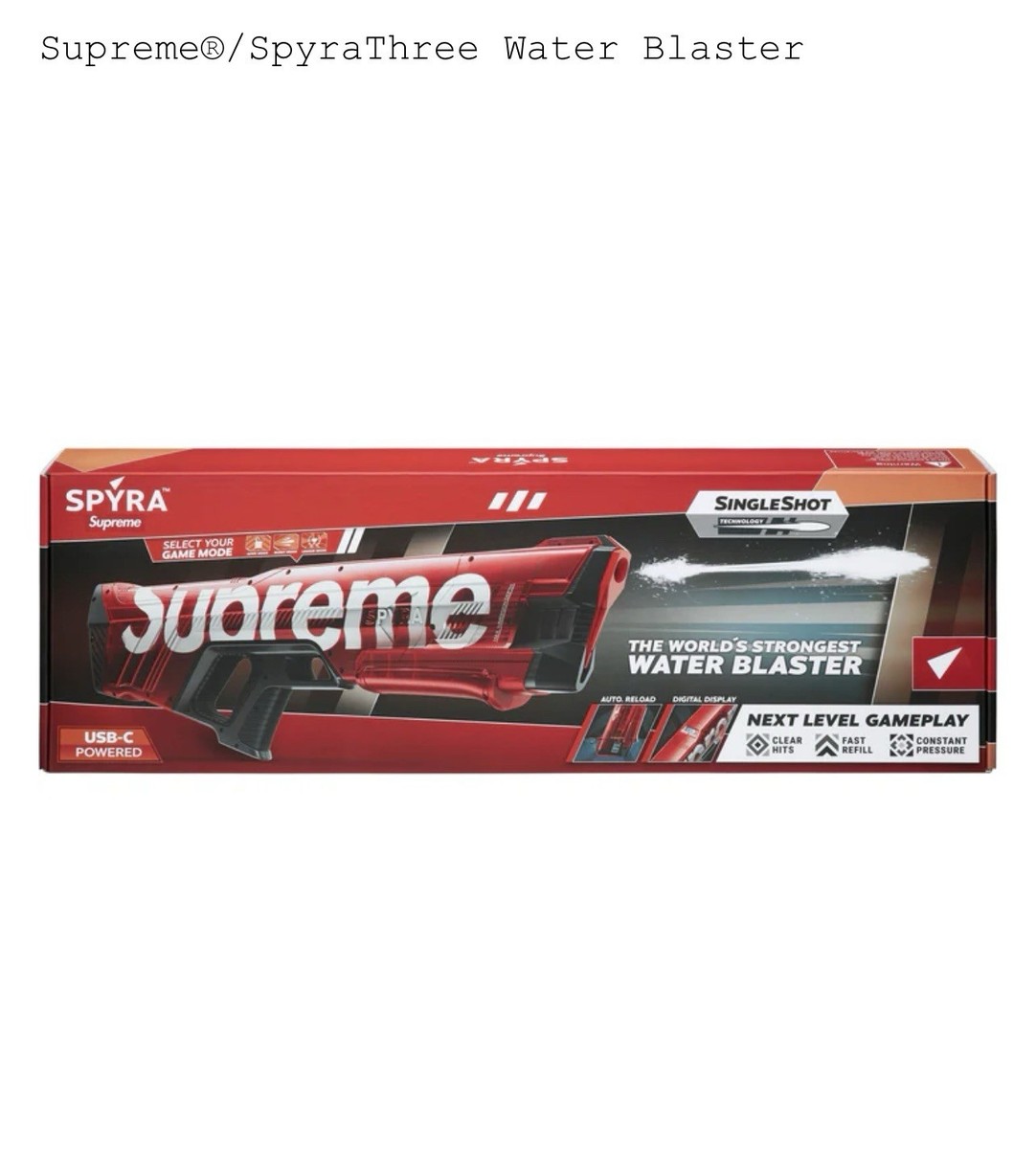 Supreme Spyra Three Water Blaster Gun Red | eBay