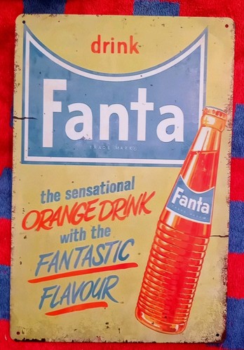 FANTA RETRO-VINTAGE-STIL PROMO BAR DEKORATION BLECH/METALLSCHILD NEU