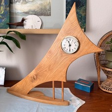Vintage Mid Century Modern Oak Wood Fox Dog C...