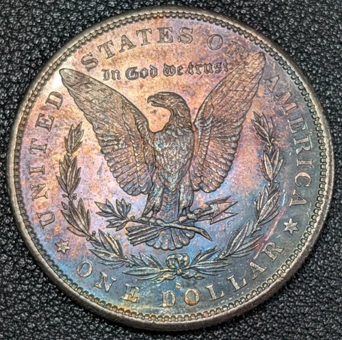1880-S Morgan Silver Dollar $1 - Beautiful Rainbow Toning Friday Night Auction!