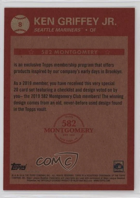 2019 Topps 582 Montgomery Bonus Factory Set Ken Griffey Jr #8 HOF - Image 2 of 2