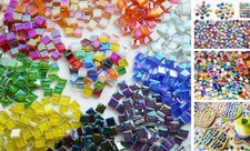 1100pcs 10 Colors Iridescent Mosaic Tiles for Crafts Bulk, 2.2lbs 10-Color in 1