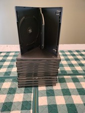 Lot of 12 Premium Black Triple DVD Replacement Cases - Holds 3 Discs Eac