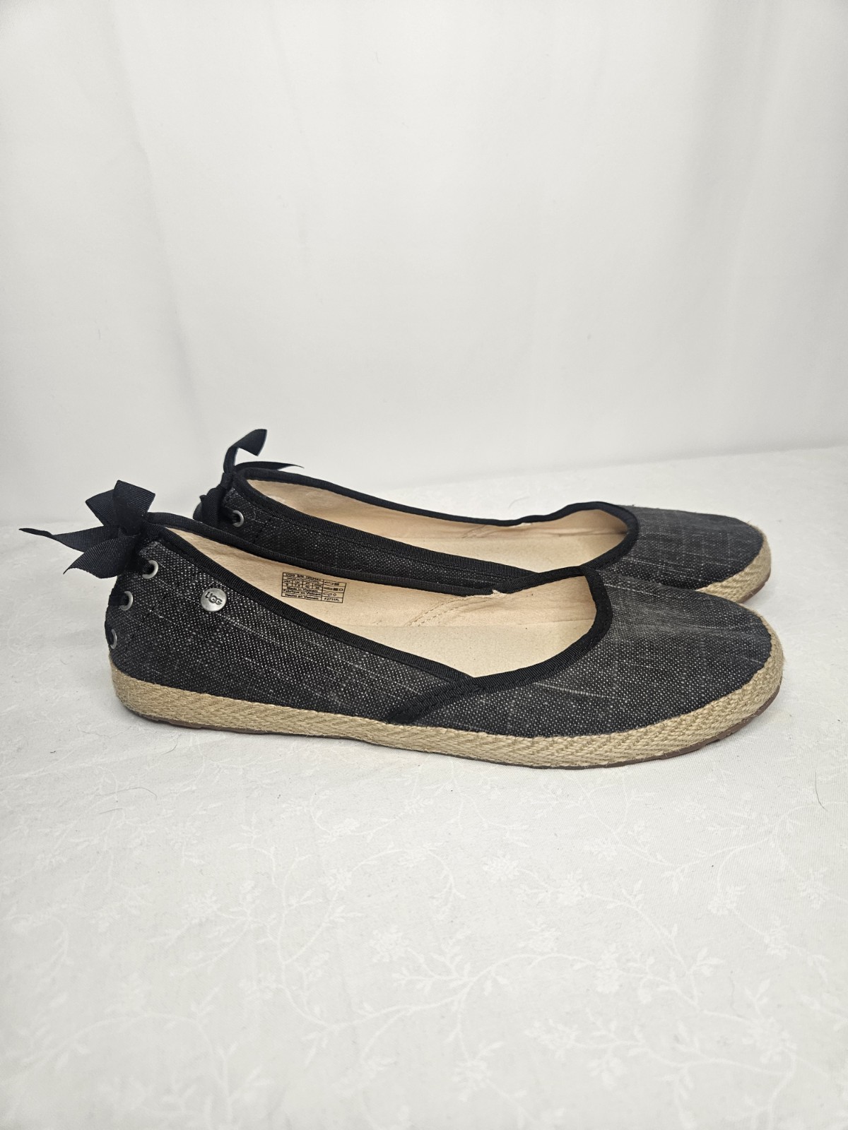 APL Mocassini mocassini piatti UGG neri in tela con logo cravatta posteriore 9 40 1003493