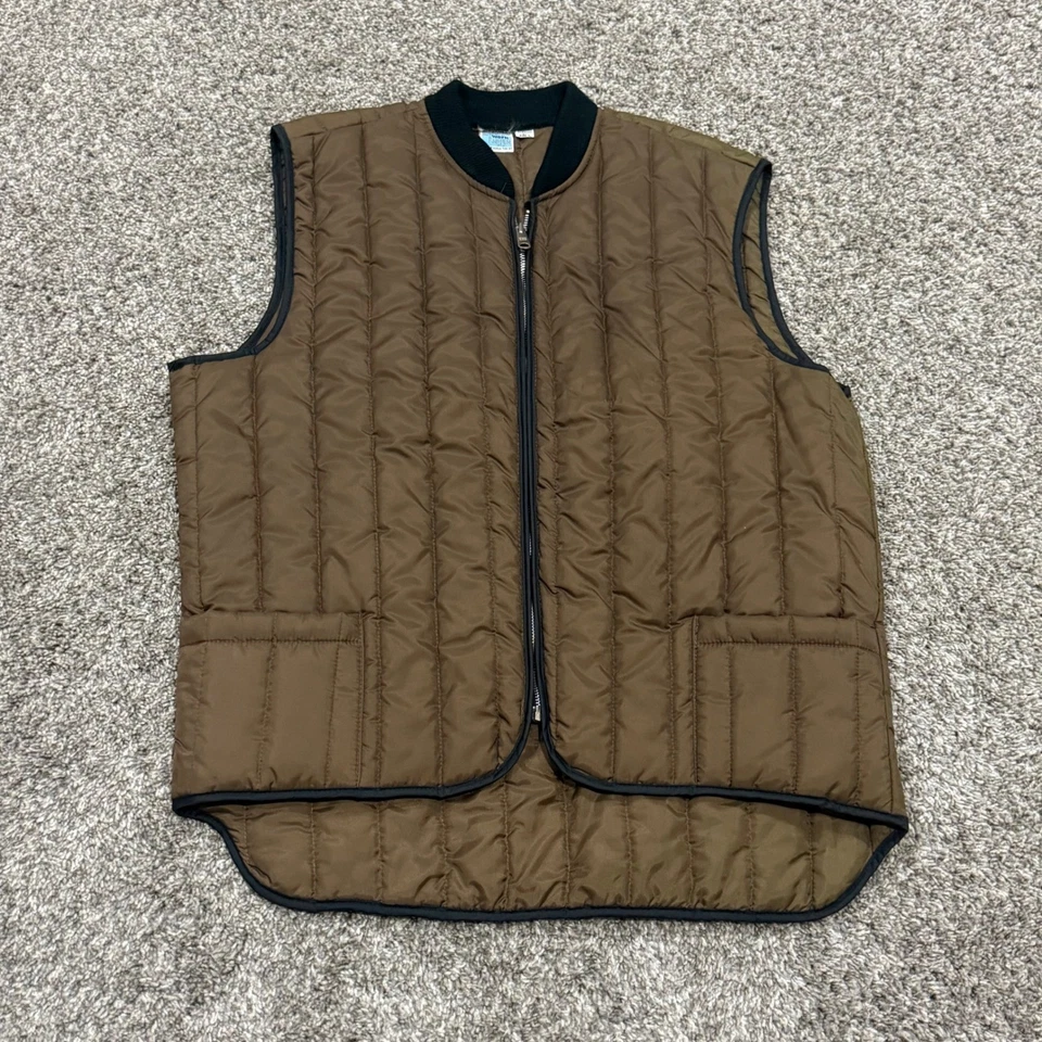 TRUE VINTAGE 70s Sears Work Leisure Quilted Puffer Vest Brown Collared Mens L - Image 3 of 4