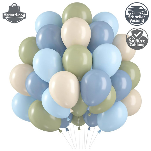 Luftballons Blau GrüN 60 StüCk Latex Helium FüR Jungen Geburtstag Babyparty-image