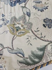 COUNTRY CURTAINS ® Ophelia Iris Blue Scalloped Braided Lined Jacobean Valance