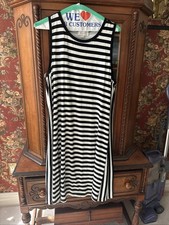 Loft Casual Summer Trapeze Swing Dresses Black And White Stripe - Large