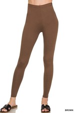 Zenana Premium Microfiber Full Length Leggings Brown Medium
