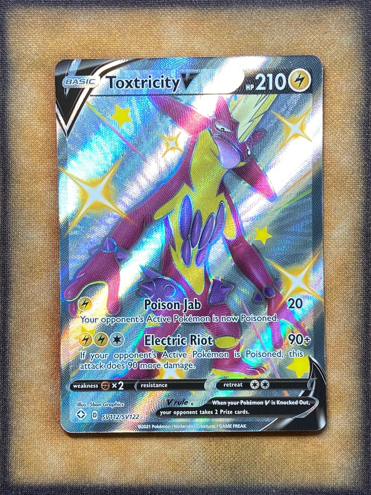 Pokemon Toxtricity V SV112/SV122 Shining Fates: Shiny Vault Shiny Holo Rare NM