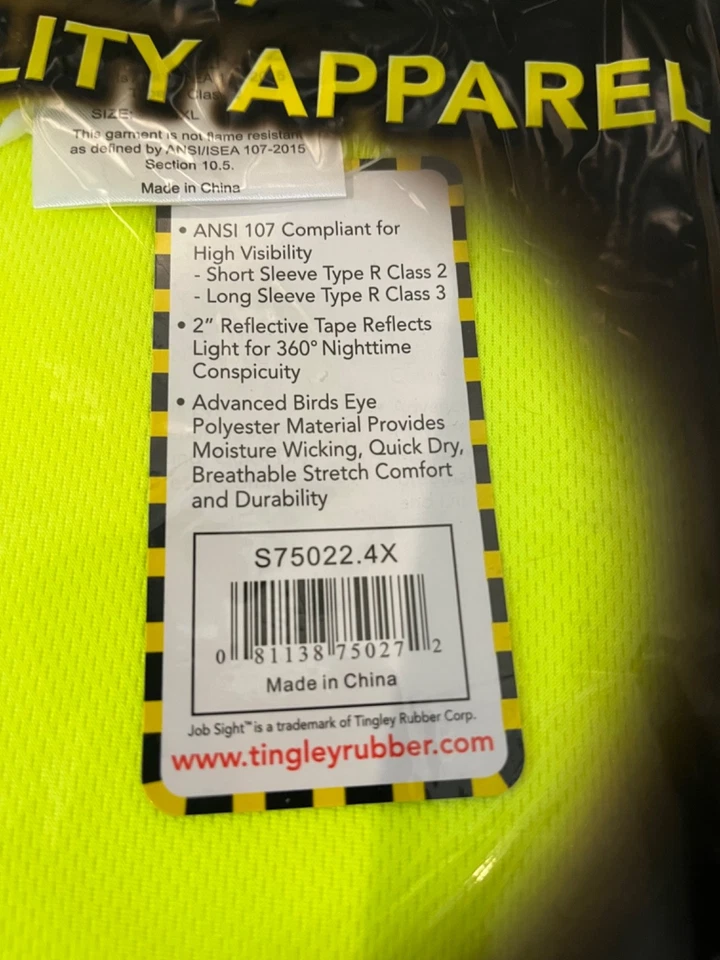 Tingley Job Sight ANSI 107 High-Visibility Lime-Green T-Shirt (S75022) Size 4X - Image 4 of 4