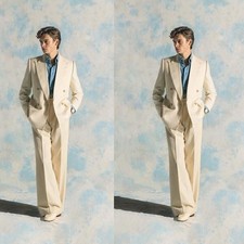 Men's Suit Double-Breasted Peak Lapel Slim Fit 2-Piece Business  Wedding Outfit