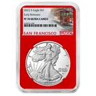 2022-S Proof $1 American Silver Eagle NGC PF70UC ER Trolley Label Red Core