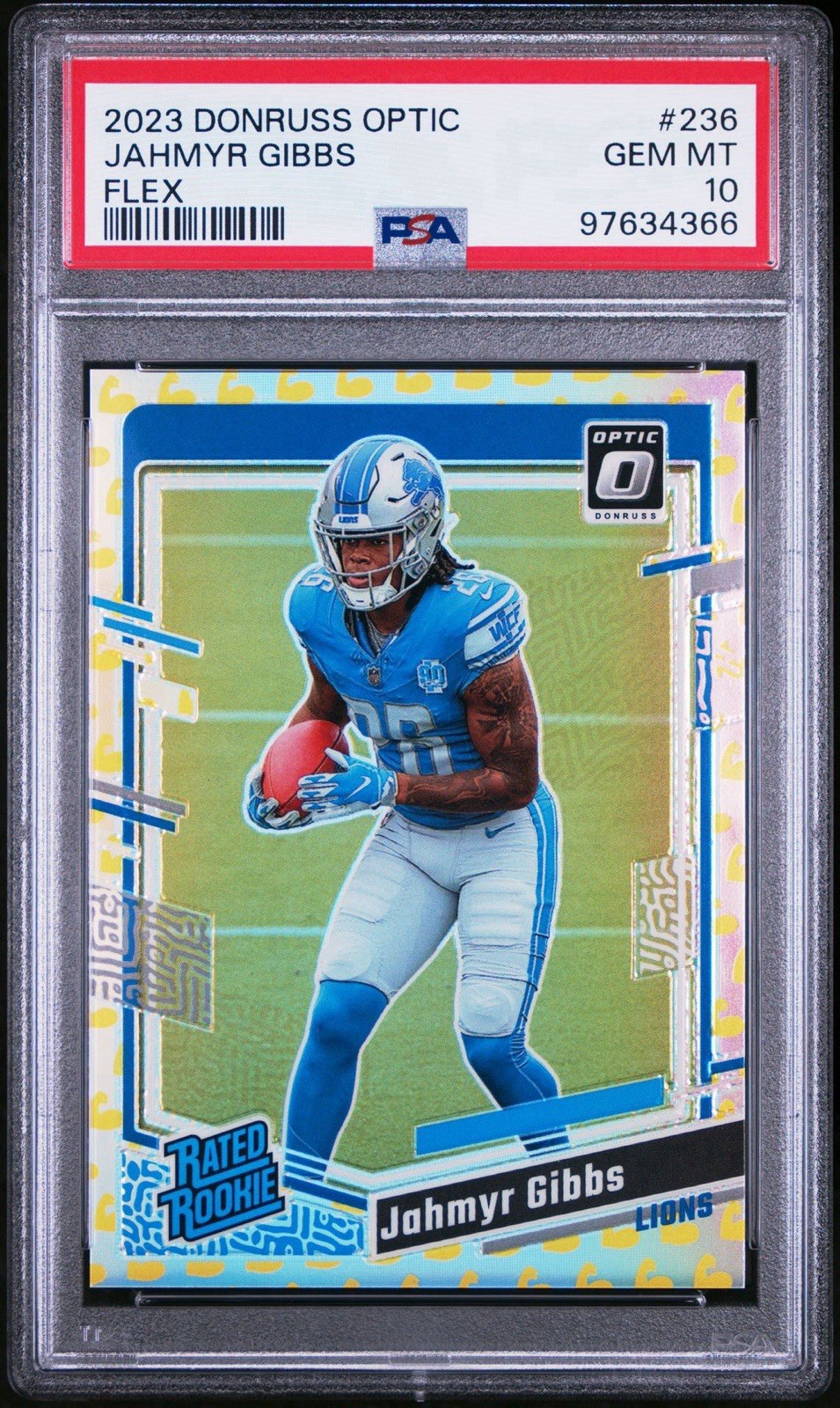 2023 Donruss Optic - Rated Rookie Jahmyr Gibbs #236 Flex Prizm /149 (RC) - Lions