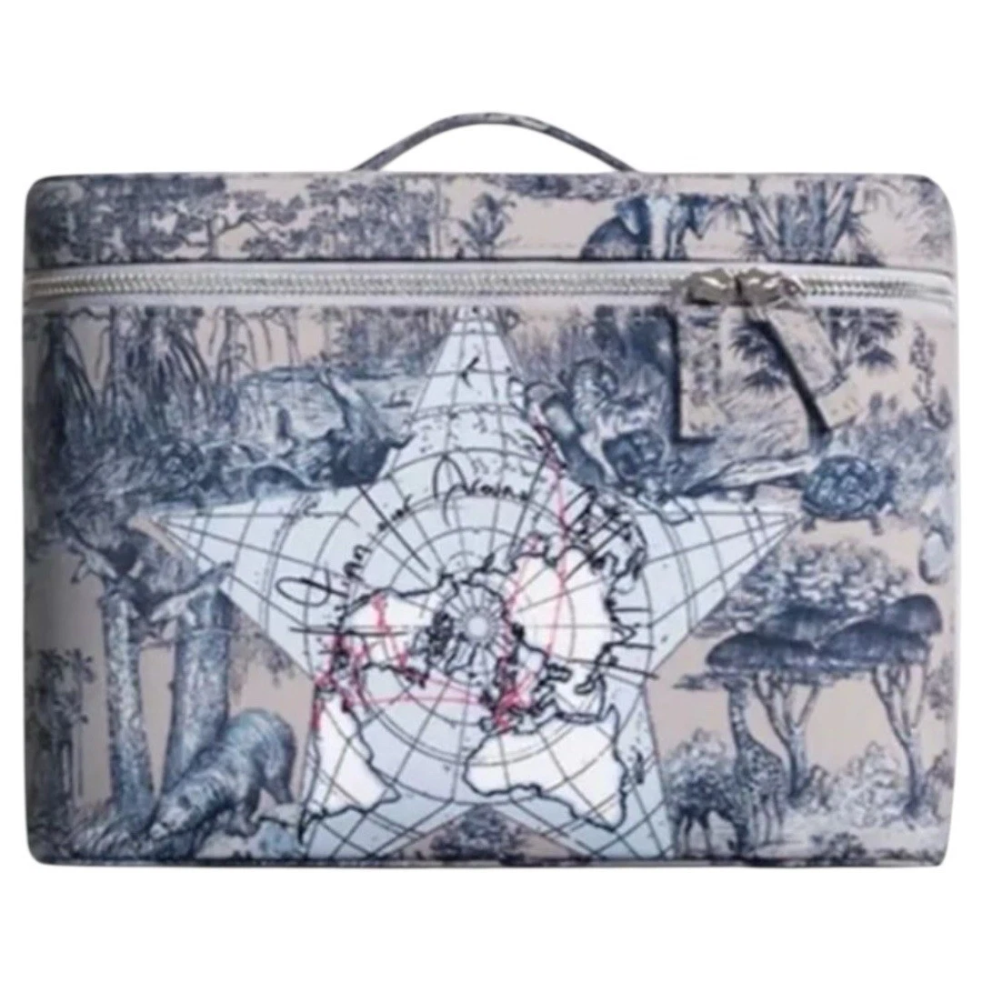 Dior Beaute Around the World Motif Vanity Case w Mirror Blue White Loyalty Gift