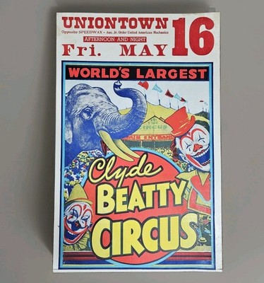 Vtg Clyde Beatty Cole Brothers Circus Poster Uniontown Pa 22  X 15  ORIGINAL